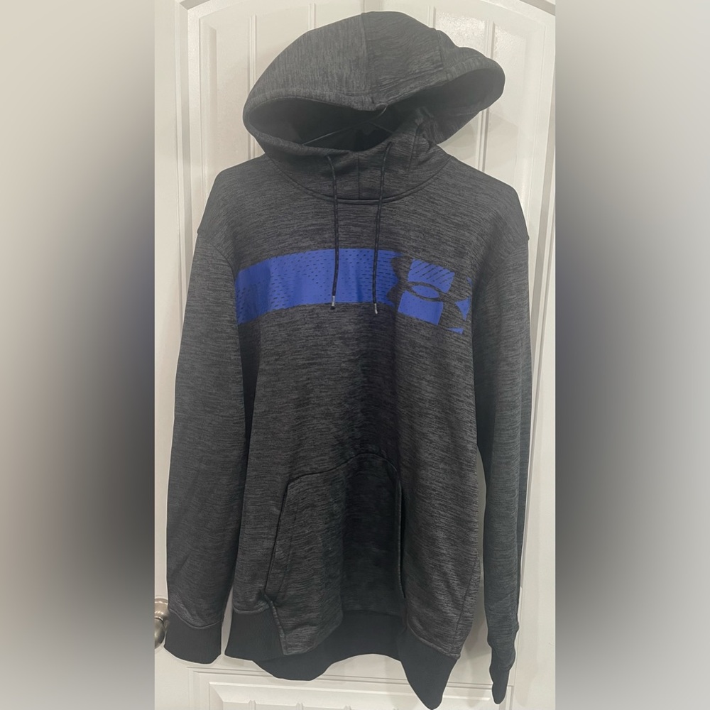 Under Armor Gray Hoodie with Blue Stripe